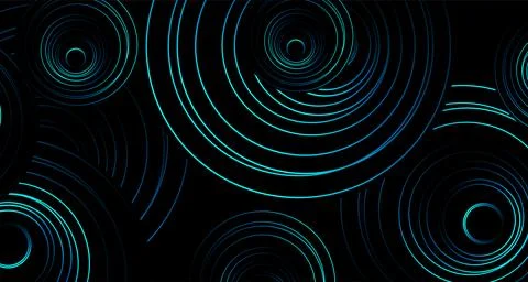 Blue linear circles abstract geometric tech background Stock-Illustration