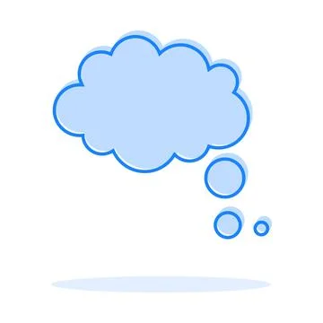 Blue linear contour thought speech bubble cloud icon with shadow vector Stock Illustration