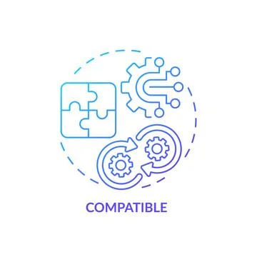 Blue linear gradient icon compatible concept Stock Illustration