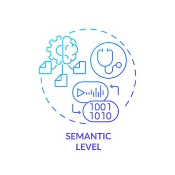 Blue linear gradient icon semantic level concept Illustrazione stock