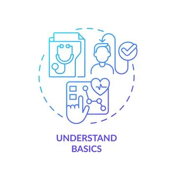 Blue linear gradient icon understand basics concept Stock Illustration