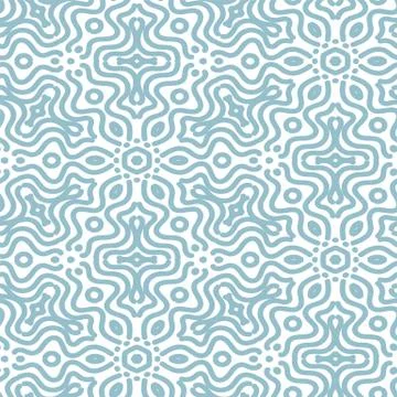 Blue linear ornament seamless vector pattern Stock Illustration