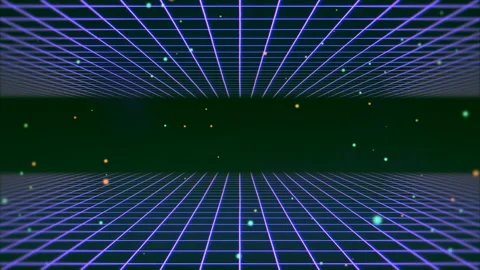 Blue lines and grid with glitters in 80s style Stock Footage 169738385