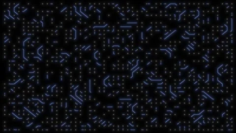 Blue lines and nodes in motion. Cyber technology. Modern IT and AI. Stock Footage 318587369