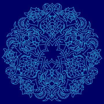 Blue lines artistic ottoman pattern series fifty five Stock Illustration