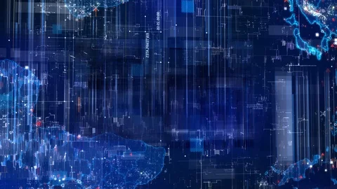 Blue Lines Background With Map Video stock 105300011