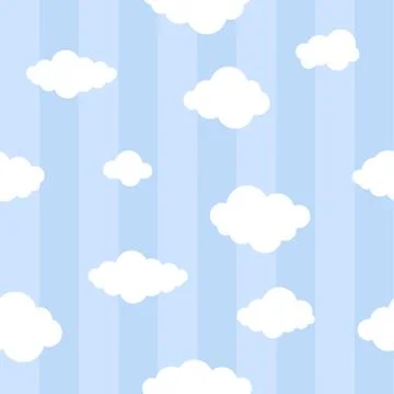 Blue lines with clouds seamless background Stock Illustration