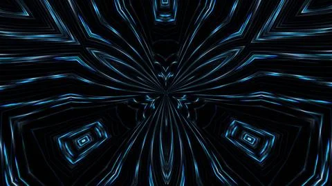 Blue lines pulse like liquid light against black void Stock Illustration