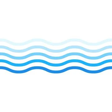 Blue lines waves gradient decorative frame, vector design template, abstract Stock Illustration