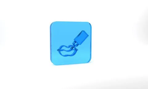 Blue Lip augmentation icon isolated on grey background. Hyaluronic acid lips Stock Illustration