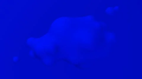 Blue liquid balls merging. Abstract monochrome illustration, 3d render. Stock Illustration