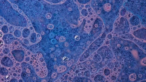 Blue Liquid with Bubbles and Foamy Texture Stock Footage 314834677