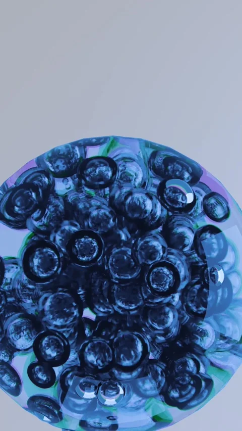 Blue Liquid Bubbles Animation - Abstract Organic Spheres Loop Stockbeeldmateriaal 319740181