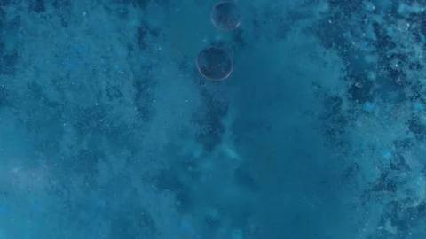 Blue liquid bubbling speckled texture. Marco abstract background Video stock 118277609