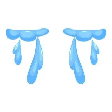 Blue liquid dripping from clouds cartoon illustration Stock Illustration