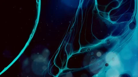 Blue liquid flowing through a black background loop Stock Footage 256485811