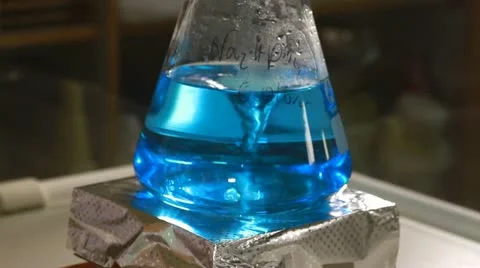Blue liquid in lab Stock Footage 21218300