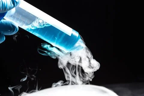 Blue liquid on liquid nitrogen Fotos de archivo