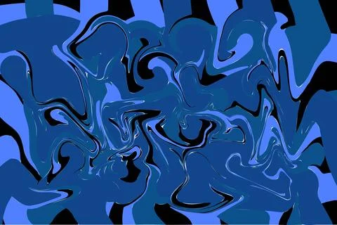 Blue Liquid Marble Abstract Background with Flowing Artistic Texture Stock Illustration