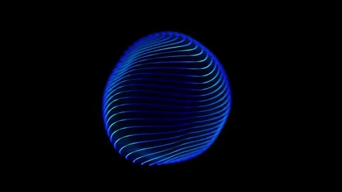 Blue liquid sphere on isolated background. Glowing luminous neon ball on bl.. Video stock 290048673