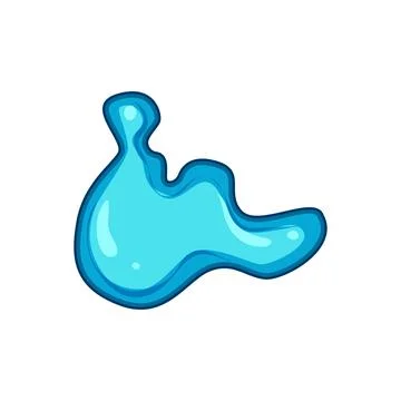 Blue liquid splash drawing creating abstract blob shape Stock Illustration