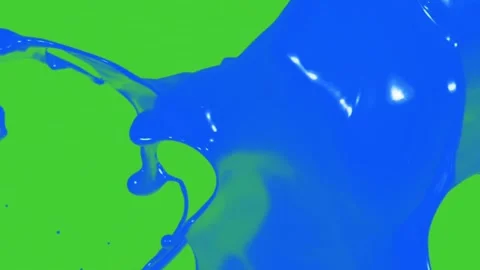 Blue liquid splash effect on vivid green screen background Stock Footage 314615262