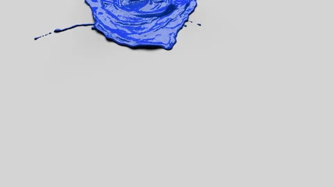 The blue liquid spreads in large drops on a light surface Stock Footage 281113078