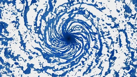Blue Liquid tornado. Beautiful colored paint whirl. Isolated transparent vortex Stock Footage