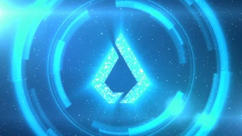 Blue Lisk symbol on space background with HUD elements. Seamless loop. Stock Footage 118015576