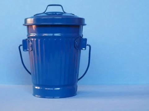 Blue litter bin with copy space Stock Photos