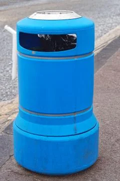 Blue litter bin Stock Photos
