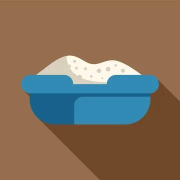 Blue litter box full of sand for cat toilet training Stock Illustration