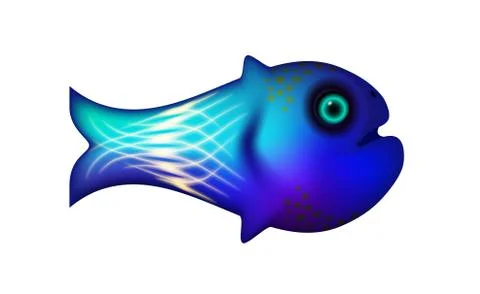 Blue little fish. Vector illustration of sea and animal symbol. Marine stock. Stock Illustration