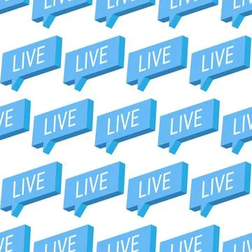 Blue live. Isometric 3d vector button. Internet symbol online broadcasting ic Stock Illustration