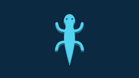 Blue Lizard icon isolated on blue background. 4K Video motion graphic animation Stock Footage 235789001