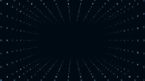 Blue LLM Token Matrix Data Tunnel, Futuristic Cyber Data Flow Loop Stock-Footage 329903741