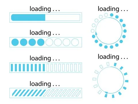 Blue load icon set vector graphics Stock Illustration