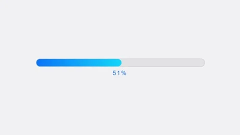 Blue Loading Bar to 100% Animation on White Screen 4K Resolution. Stock Footage 282187396