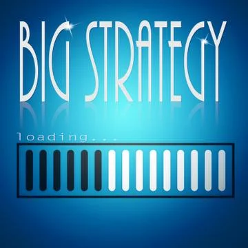 Blue loading bar with big strategy word Stock Illustration