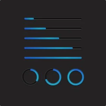 Blue loading bars and spinner Stock Illustration