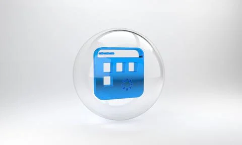 Blue Loading a data window with a progress bar icon isolated on grey backgrou Illustrazione stock