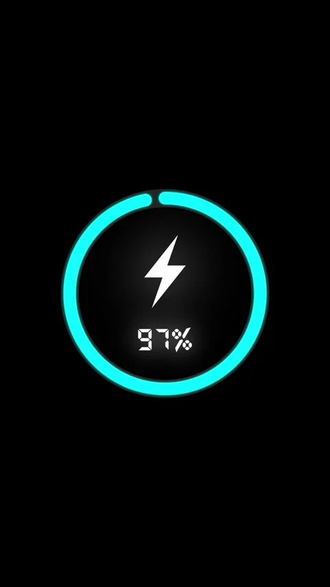 Blue Loading screen at 100%, screen cell phone display while charging batte.. Stock Footage 322966584