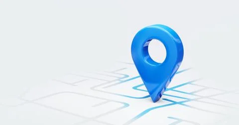 Blue location 3d icon marker or route gps position navigator sign and trave.. Stock Illustration