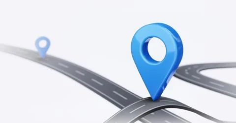 Blue location 3d icon of traffic street route map symbol or navigation gps .. Stock Illustration