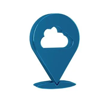 Blue Location cloud icon isolated on transparent background. Stockillustratie