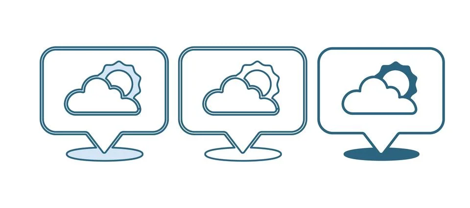 Blue Location cloud icon isolated on white background.  Vector Stock Illustration