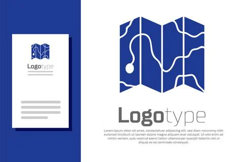 Blue Location of the forest on a map icon isolated on white background. Logo Stock Illustration