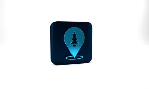 Blue Location of the forest on a map icon isolated on grey background. Blue Stock Illustration