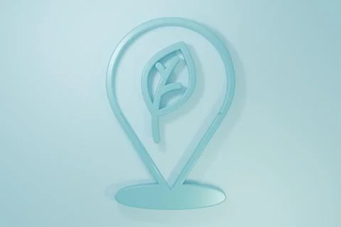 Blue Location with leaf icon isolated on blue background. Eco energy concep.. Stock Illustration