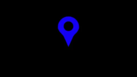 Blue Location Pin Icon on Dark Background Stock Footage 332984259